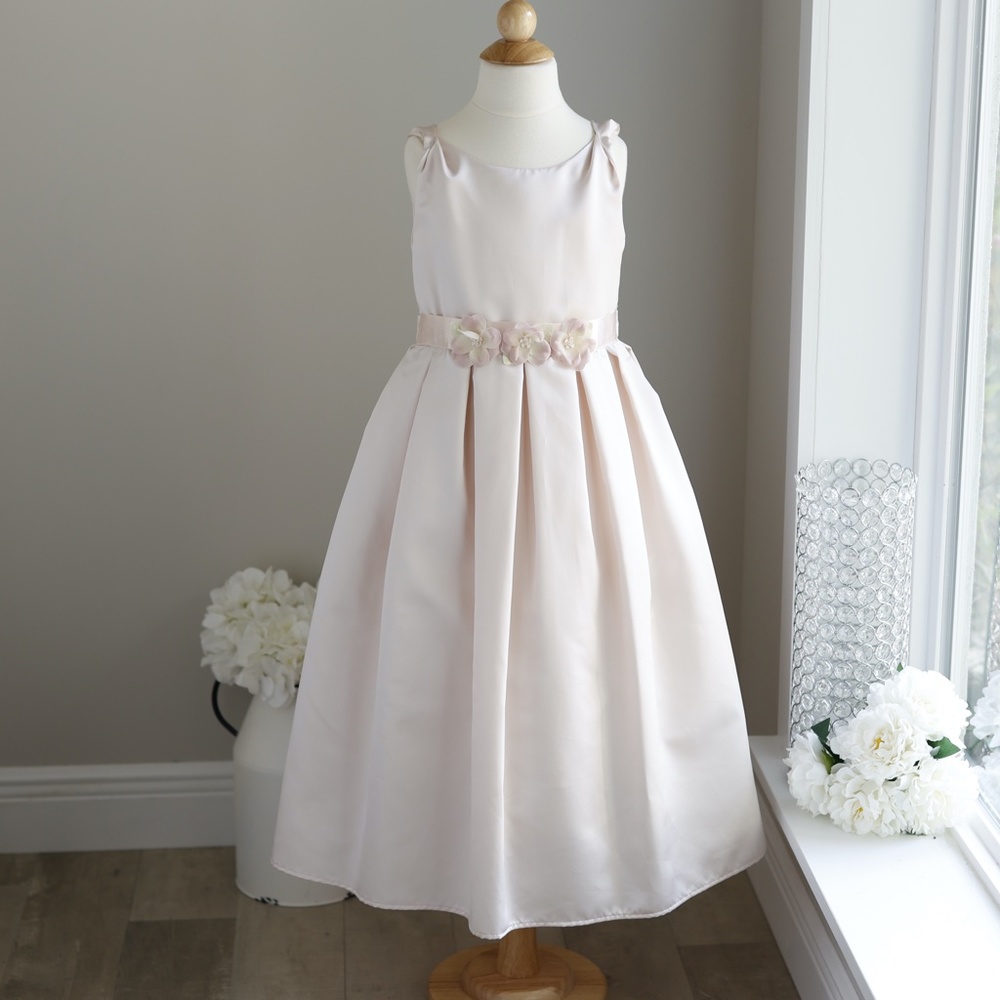 Girl's Size 10 Formal Dress Blush Pink Satin Flower Girl Special Occasion